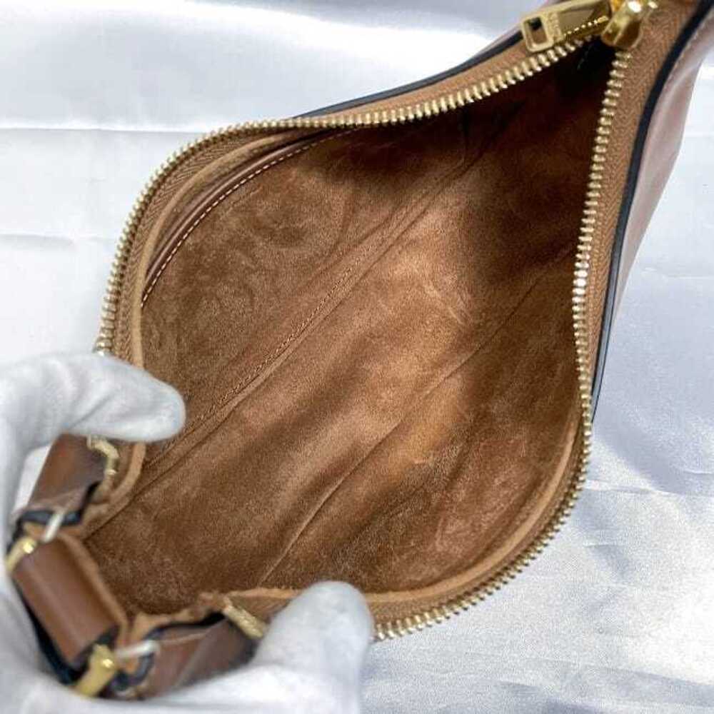 Celine Shoulder Bag Ava Strap Brown Hobo Leather Shoulder Zipper Logo One Point - Picture 8 of 10